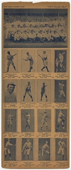 1925 W504 Universal Toy & Novelty New York Yankees Complete Set (16) on Uncut Sheet - Featuring Babe Ruth and Miller Huggins